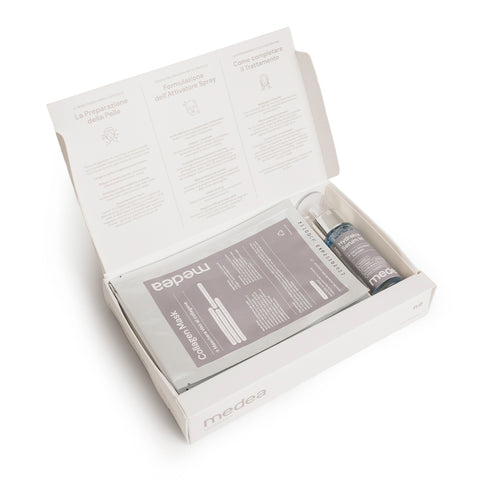 Active Blue Mask Kit Medea aperto con Collagen Mask e Hydralux Serum M effetto idratante e rimpolpante