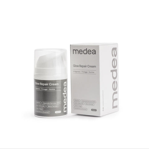Glow Repair Cream Medea con packaging – crema viso idratante rigenerante effetto glow per pelle spenta e stressata
