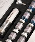 Dettaglio fiale RH Collagen e Hydralux Serum Medea con dispositivo applicatore per trattamento viso rassodante